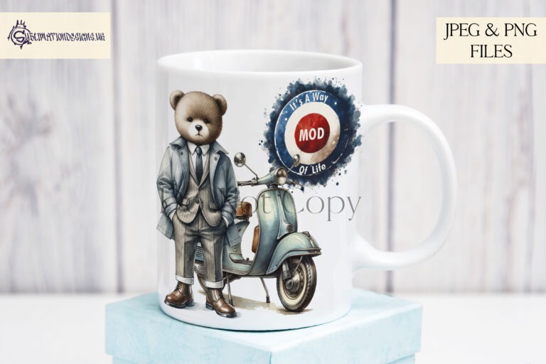 1960's MOD fashion bear with scooter design