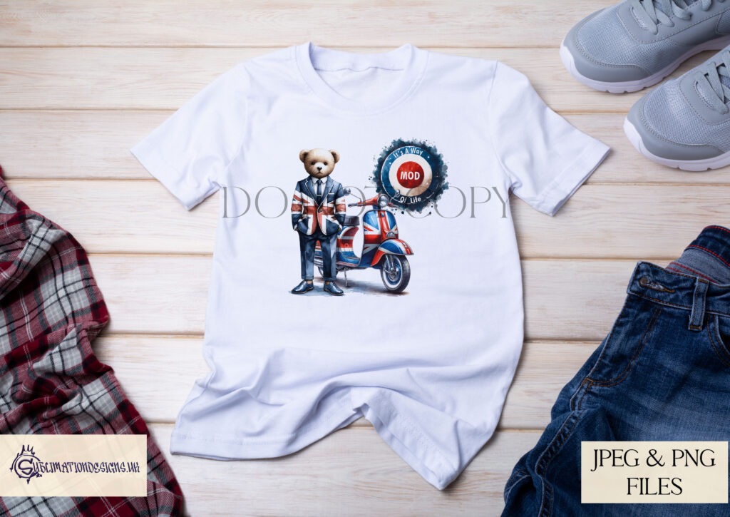 1960's MOD fashion bear with scooter design