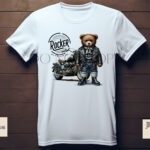 1960's rocker fashion bear with motorcycle design