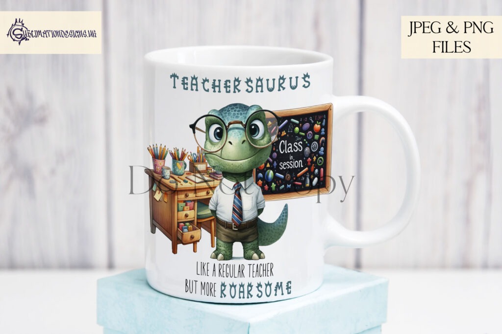 Teachersaurus design saying thank you to male teacher.