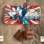 Superhero dad chocolate bar wrapper for Father's Day
