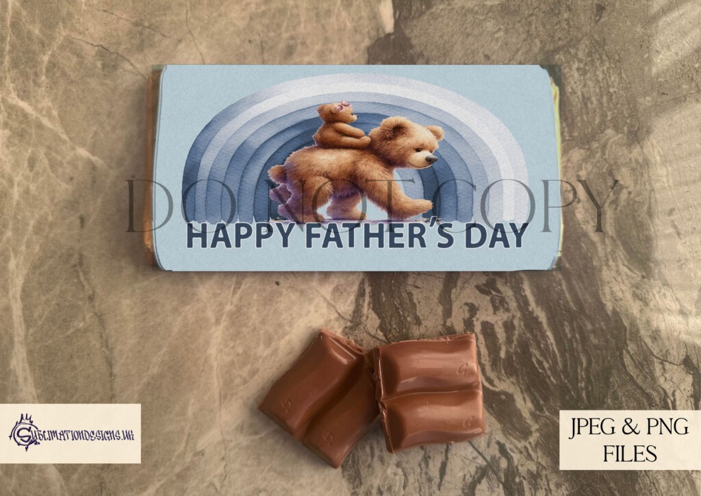 Assorted father-themed chocolate bar wrappers for various occasions