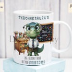 Teachersaurus design saying thank you to male teacher.