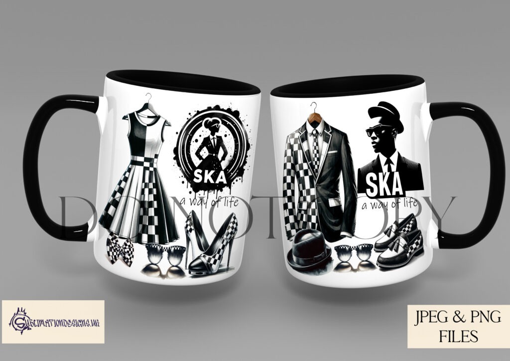 Two-Tone SKA fashion clip art set featuring iconic clothing and accessories.