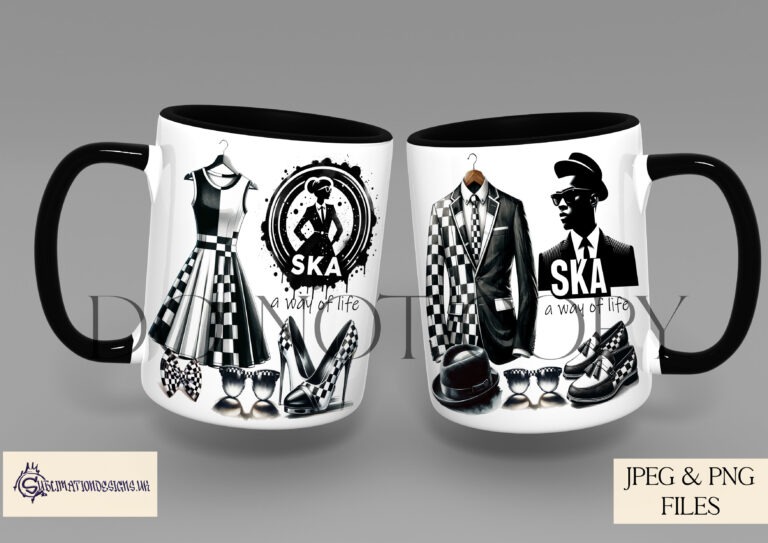Two-Tone SKA fashion clip art set featuring iconic clothing and accessories.