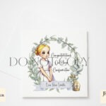 Confirmation design featuring a girl in a wreath with dove, cross, and banner.