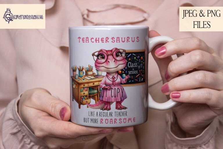 Teachersaurus design saying thank you to female teachers.