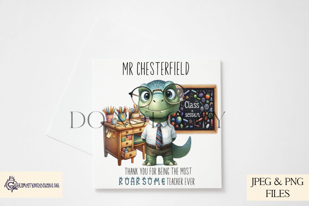 Teachersaurus design saying thank you to male teachers.