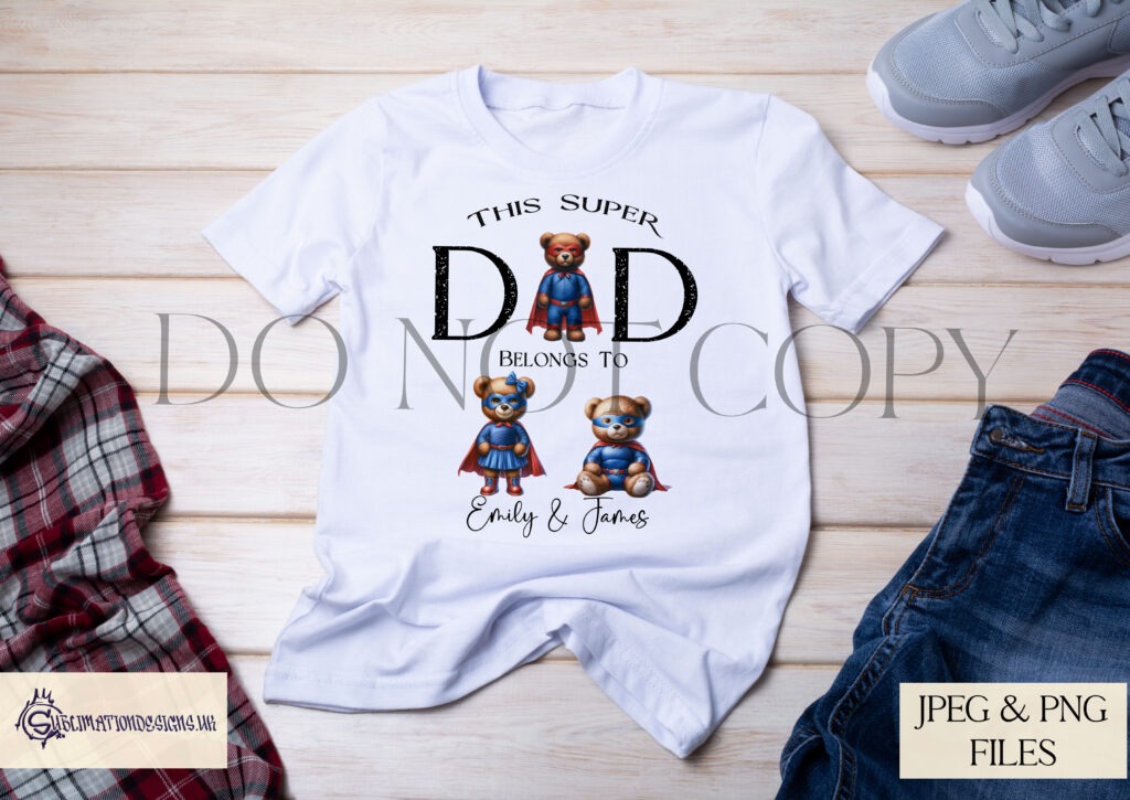 Family of superhero bears in watercolour style for crafting and gifts