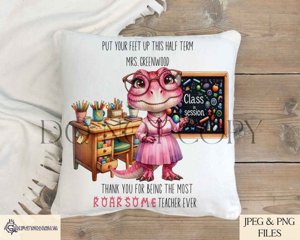 Teachersaurus design saying thank you to female teachers.