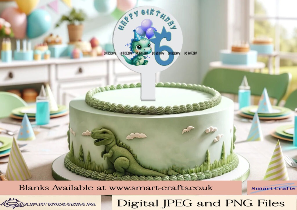 Dinosaur boys birthday party design with numbers and festive wording.