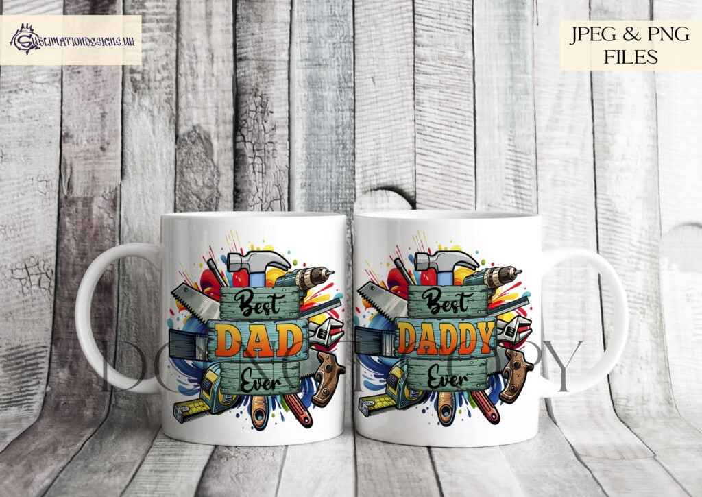 Vibrant paint splash background with tool designs for Father's Day